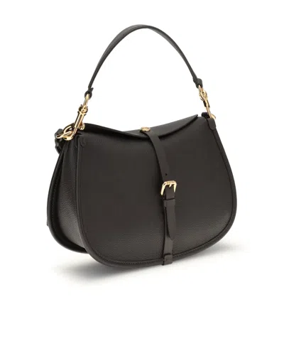 Etro Women Medium Grained Leather Shoulder Bag With Buckle In Black