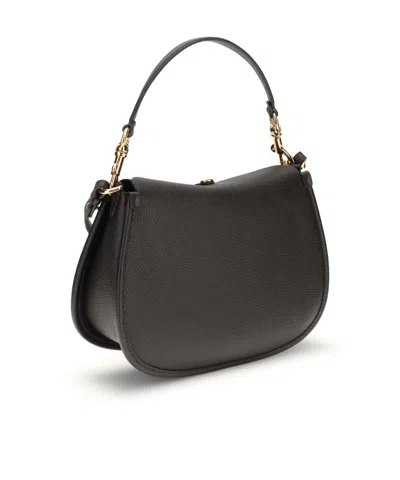 Etro Women Medium Grained Leather Shoulder Bag With Buckle In Black