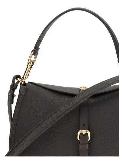 Etro Women Medium Grained Leather Shoulder Bag With Buckle In Black