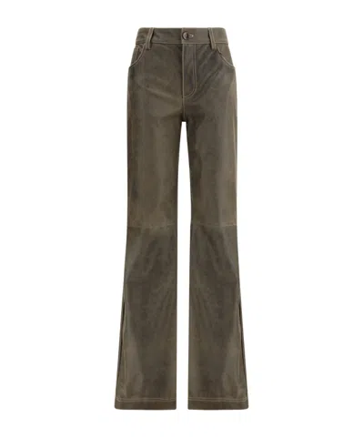 Etro Leather Pants In Gray