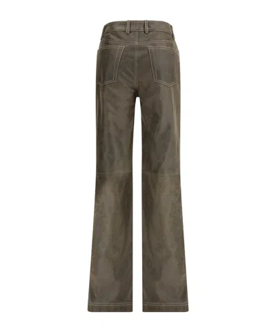 Etro Leather Pants In Gray
