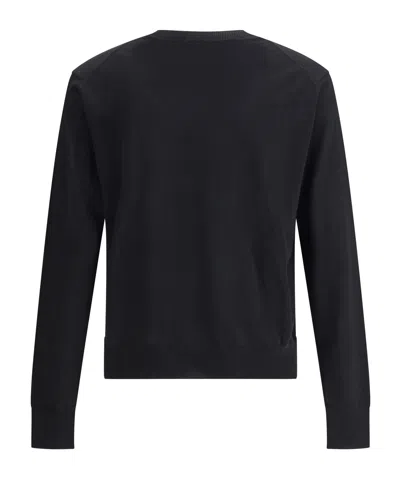 Vivienne Westwood Black Crew Necksweater With Orb Logo Embroidered On The Front In Wool Blend Man In Black