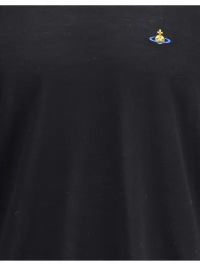 Vivienne Westwood Black Crew Necksweater With Orb Logo Embroidered On The Front In Wool Blend Man In Black