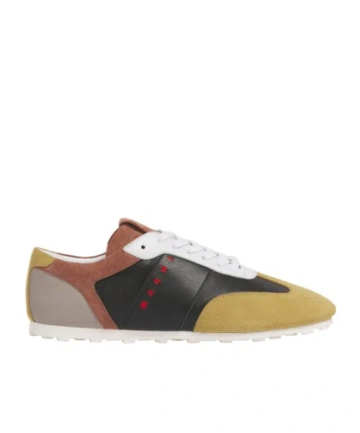 Marni Multicolor Leather Sneakers Suede Panels In Multi