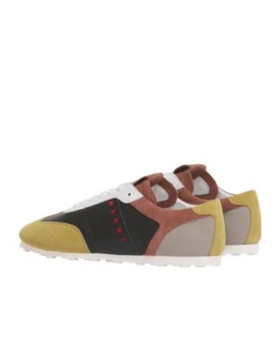 Marni Multicolor Leather Sneakers Suede Panels In Multi