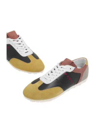 Marni Multicolor Leather Sneakers Suede Panels In Multi