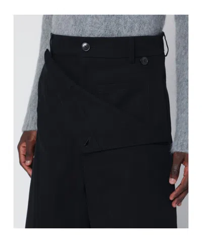 Dries Van Noten Wide Black Cotton Trousers In Black