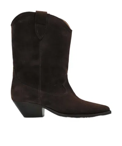 Isabel Marant Women 'duerto' Brown Ankle Boots With Low Block Heel In Suede Woman In Burgundy