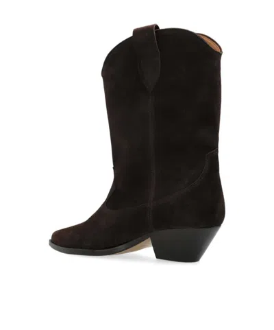 Isabel Marant Women 'duerto' Brown Ankle Boots With Low Block Heel In Suede Woman In Burgundy