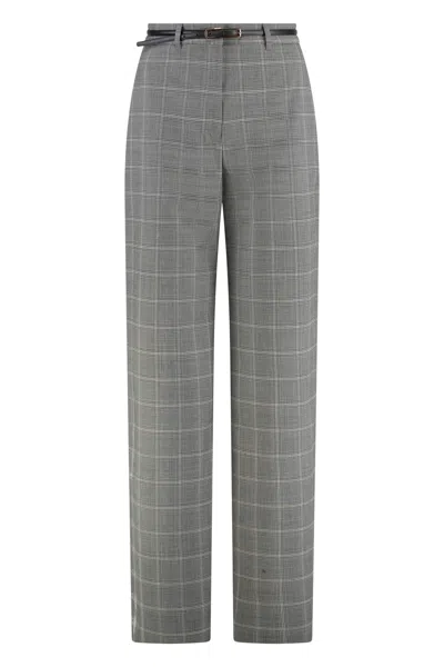 Max Mara Studio Mazurca Prince Of Wales Motif Wool Trousers In Gray