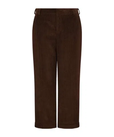 Moschino Corduroy Ribbed Trousers Rolled Hem In Brown
