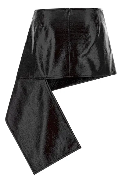 Courrèges Side-drape Vinyl Mini Skirt In Black
