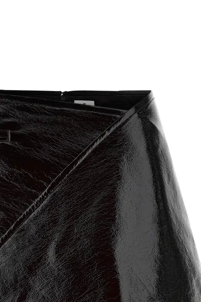 Courrèges Side-drape Vinyl Mini Skirt In Black