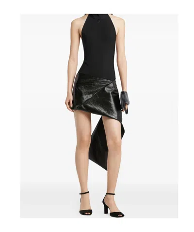 Courrèges Side-drape Vinyl Mini Skirt In Black