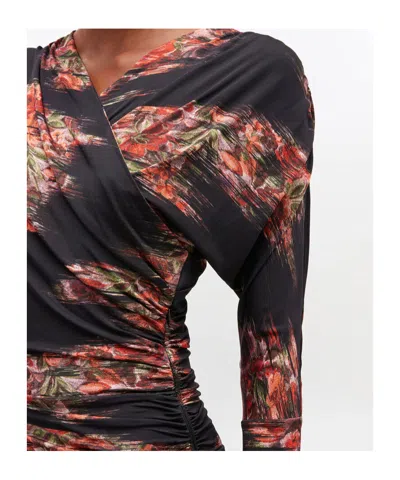 Ganni Self-portrait Midi Crochet Dress With Bows In Black