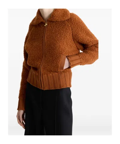Patou Boucl Bomber Jacket In Wool And Alpaca Blend In Brown