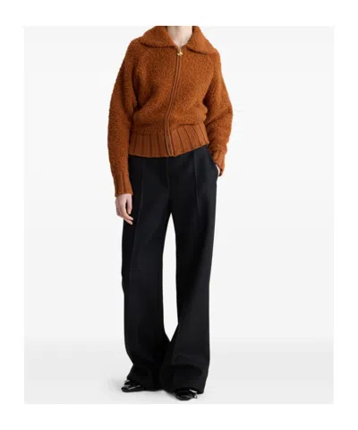 Patou Boucl Bomber Jacket In Wool And Alpaca Blend In Brown