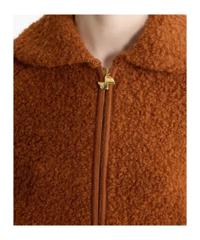 Patou Boucl Bomber Jacket In Wool And Alpaca Blend In Brown