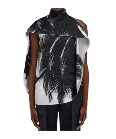 Ferragamo Trinidad Print Asymmetric Silk Twill Blouse In Multi