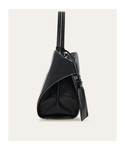 Ferragamo Hug Soft Shoulder Bag Multi-zip (m) In Black