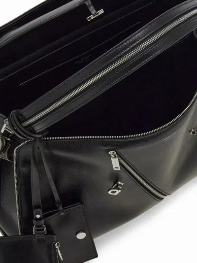 Ferragamo Hug Soft Shoulder Bag Multi-zip (m) In Black