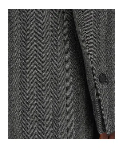 Ferragamo Oversized Double-breasted Chevron Wool Coat In Gray