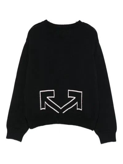 Off-white Logo-detail Crew-neck Jumper In Black