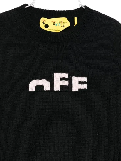 Off-white Logo-detail Crew-neck Jumper In Black