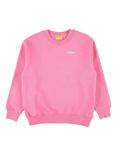 Off-white Kids Arrow Logo Pink Crewneck Sweatshirt In Multi