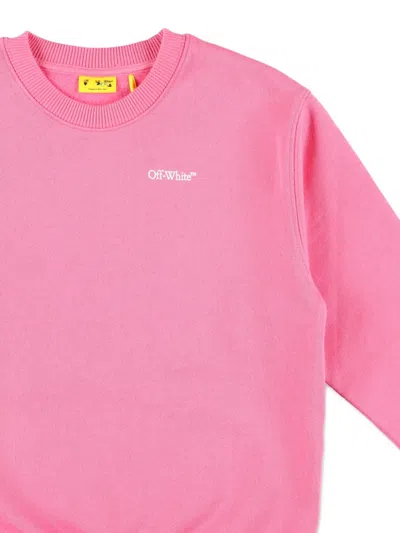 Off-white Kids Arrow Logo Pink Crewneck Sweatshirt In Multi