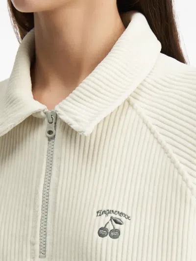 罗纹针织拉链领上衣