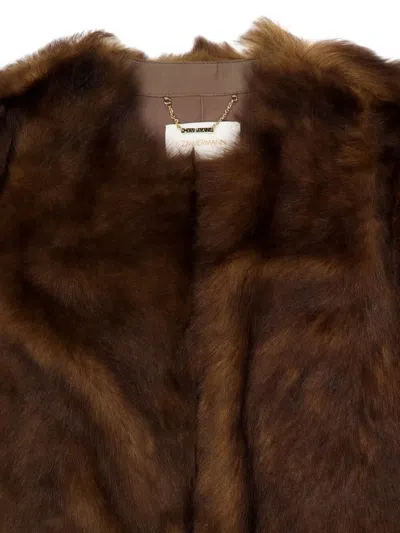 Zimmermann Shearling Jacket Straight Collarless Design In Brown