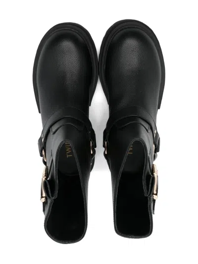 扣环袢带厚底靴