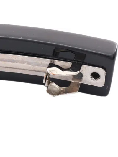 Pre-owned Chanel 1986-1988 Heart-rhinestone Barrette In Black