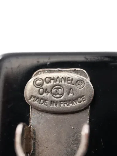 Pre-owned Chanel 1986-1988 Heart-rhinestone Barrette In Black