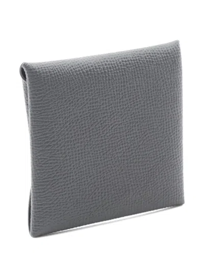 Pre-owned Hermes 2024 Bastia Grimist Coin Wallet In Gray