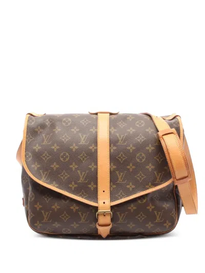 Pre-owned Louis Vuitton 1991 Saumur 35 Monogram Shoulder Bag In Brown