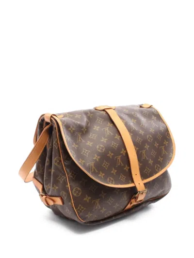 Pre-owned Louis Vuitton 1991 Saumur 35 Monogram Shoulder Bag In Brown