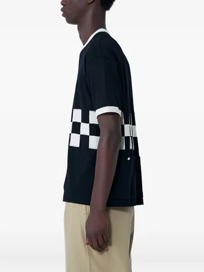 Visvim Checkerboard Panel Knitted T-shirt In Black