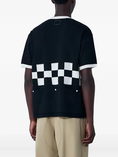 Visvim Checkerboard Panel Knitted T-shirt In Black