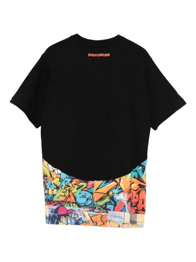Sprayground Kid Graphic-print T-shirt In Black