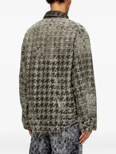 Diesel Jacket In Houndstooth-weave Denim In Black