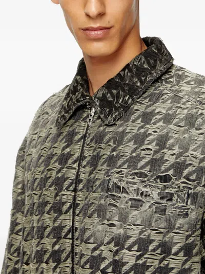 Diesel Jacket In Houndstooth-weave Denim In Black