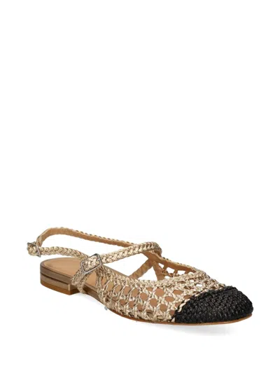 Chantal Woven-effect Slingback Flat Pumps In Neutral