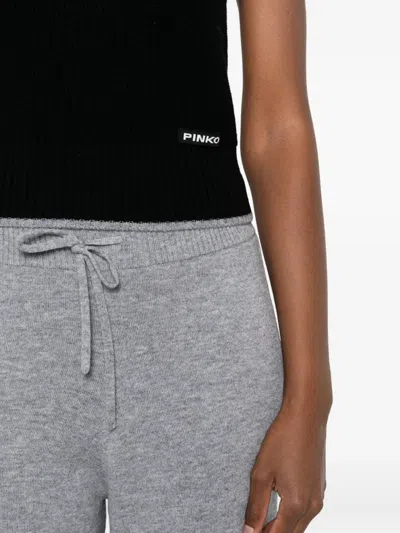 Pinko Ribbed Knit Sleeveless Sweater With V-neckline In Black