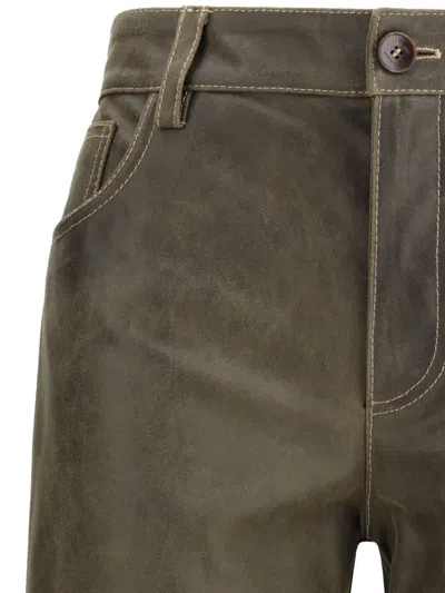 Etro Leather Pants In Multi