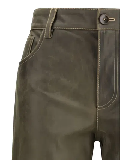 Etro Leather Pants In Multi