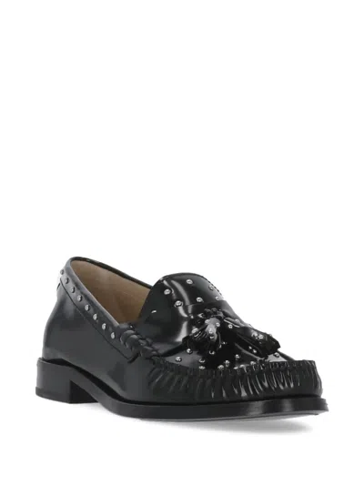 Stuart Weitzman Loafers With Studded Detailing And Tassel Embellishment In Black
