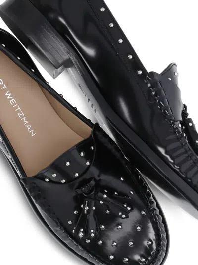 Stuart Weitzman Loafers With Studded Detailing And Tassel Embellishment In Black