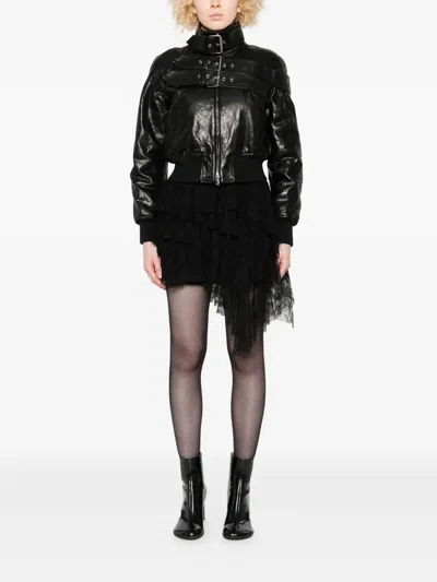 Alexander Mcqueen Midi Skirt With Asymmetric Hem And Lace In Black